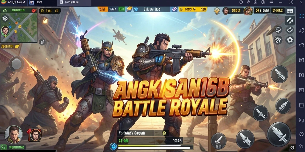 Screenshot utama <strong>ANGKASA168</strong> menampilkan pertarungan intens Battle Royale.