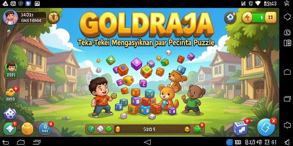 Tampilan gameplay <strong>GOLDRAJA</strong> dengan teka-teki yang menarik