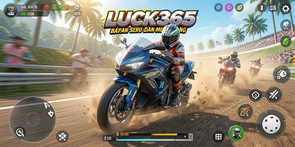 Tampilan gameplay seru di LUCK365 dengan balapan motor.
