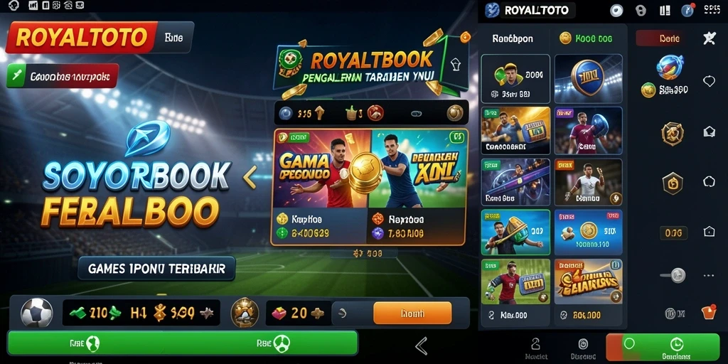 Screenshot gameplay ROYALTOTO dengan tampilan Sportsbook yang menarik.